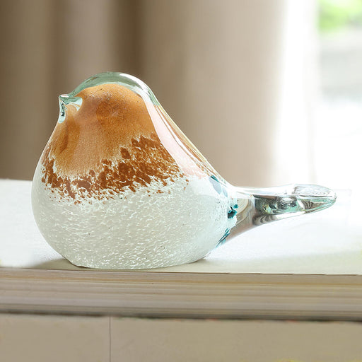 Art Glass Bird Figurine- Orange and White by San Pacific International/SPI Home