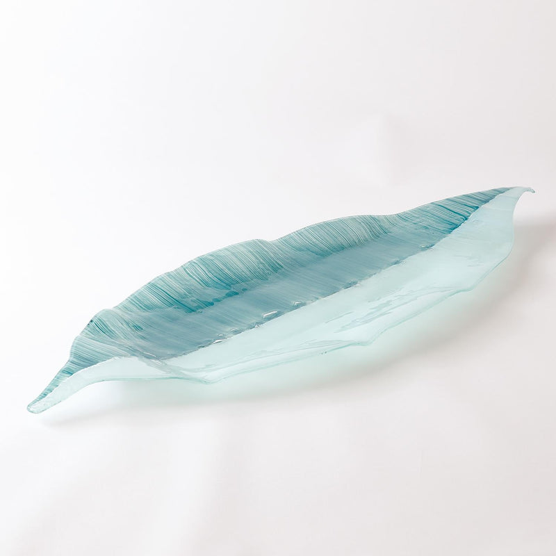 Art Glass Blue Leaf Centerpiece
