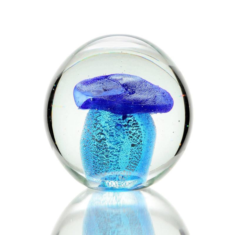 Art Glass Blue Mushroom Figurine-Paperweight by San Pacific International/SPI Home