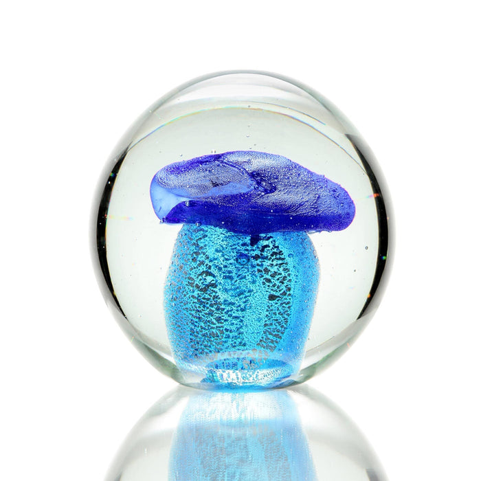 Art Glass Blue Mushroom Figurine-Paperweight by San Pacific International/SPI Home