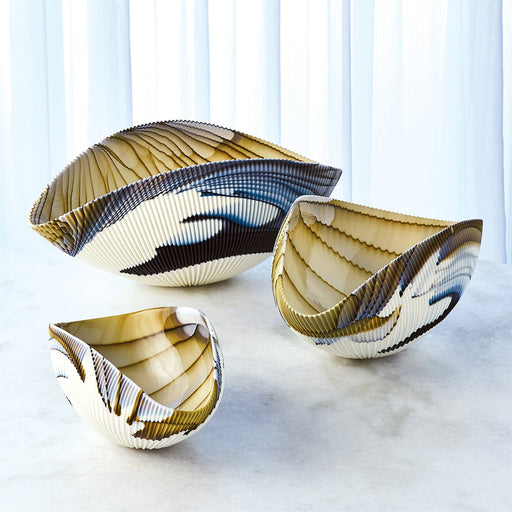 Art Glass Bowls Amber Blue 2