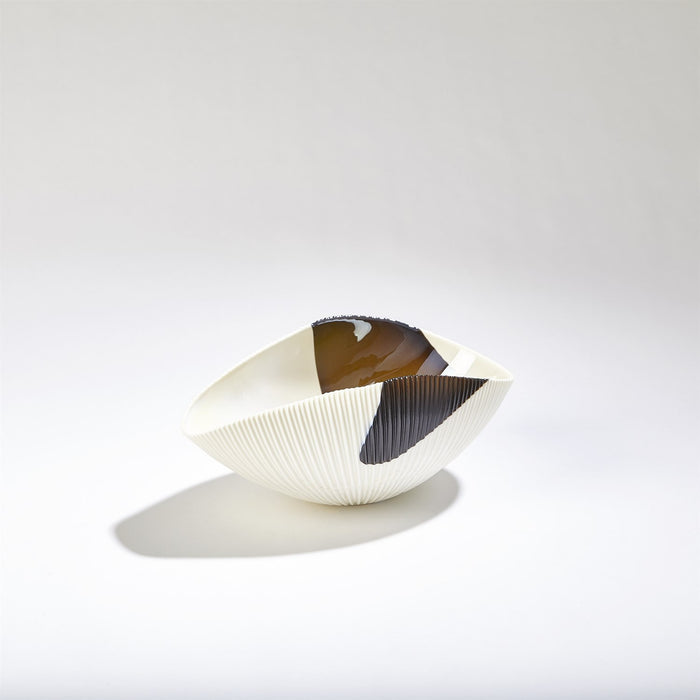 Art Glass Bowls Pleated Bronze Stripe 2