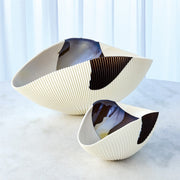 Art Glass Bowls Pleated Bronze Stripe 4