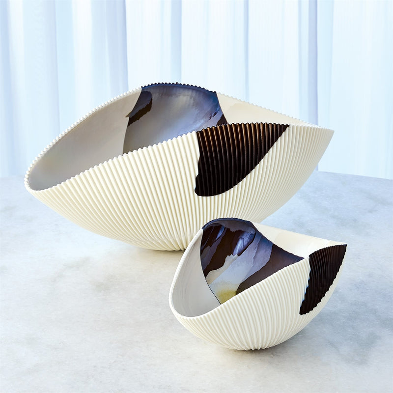 Art Glass Bowls Pleated Bronze Stripe 4
