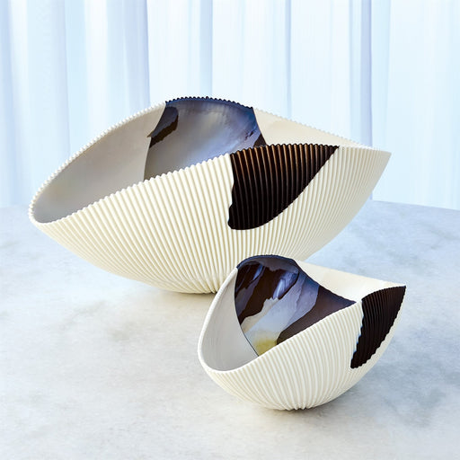 Art Glass Bowls Pleated Bronze Stripe 4