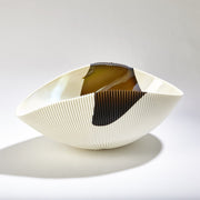 Art Glass Bowls Pleated Bronze Stripe 5