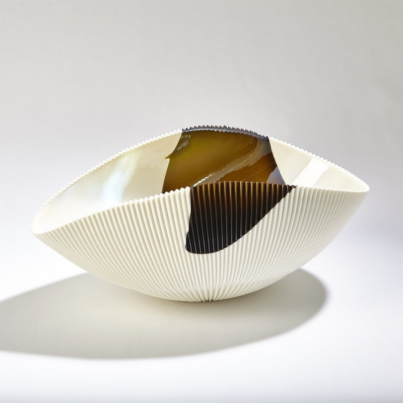 Art Glass Bowls Pleated Bronze Stripe 5