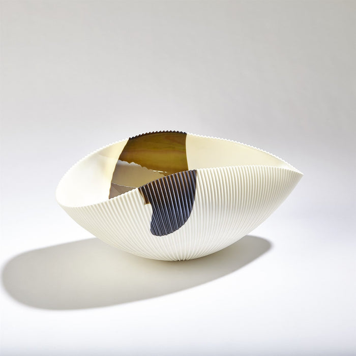 Art Glass Bowls Pleated Bronze Stripe 6