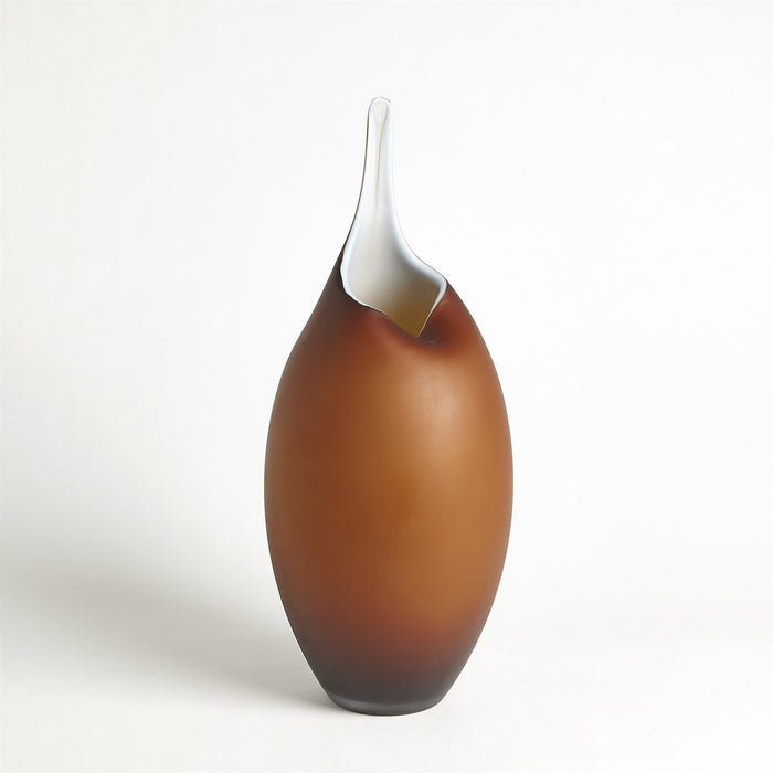 Art Glass Frosted Amber Vase Modern 3