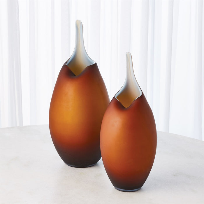 Art Glass Frosted Amber Vase Modern