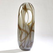 Art Glass Modern Vase Amber Gray Swirl 3