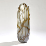 Art Glass Modern Vase Amber Gray Swirl 4