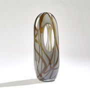 Art Glass Modern Vase Amber Gray Swirl 5