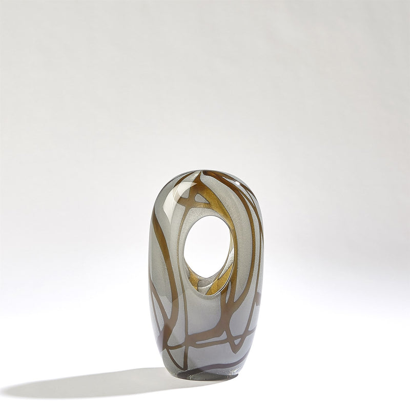 Art Glass Modern Vase Amber Gray Swirl 6