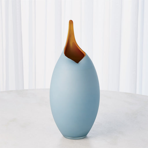 Art Glass Modern Vase Blue Amber