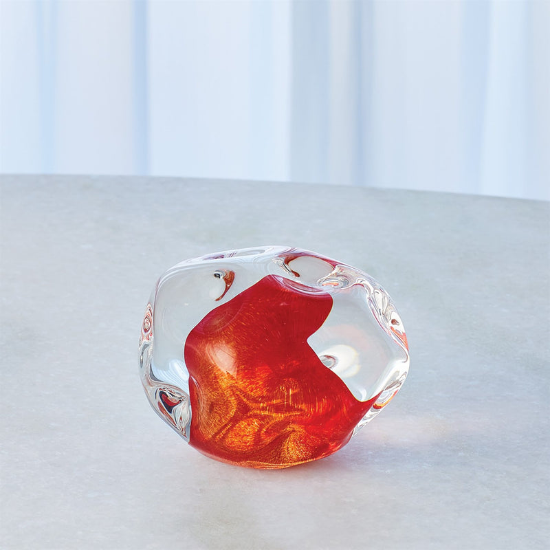Art Glass Paperweight Modern Sculpture Red 5