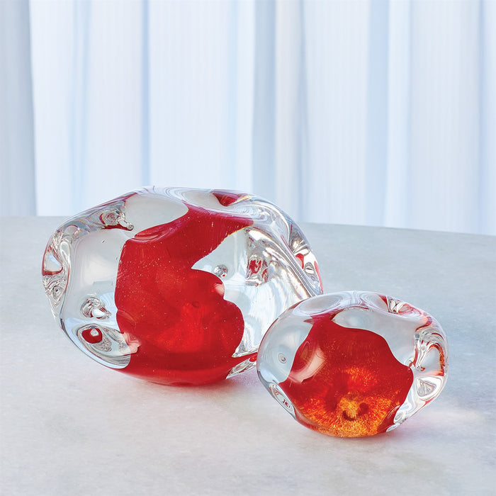 Art Glass Paperweight Modern Sculpture Red 7