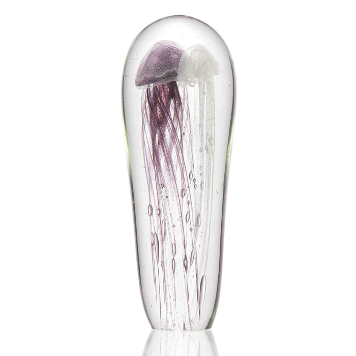 Art Glass Purple and White Jellyfish Statue- Glow in the Dark by San Pacific International/SPI Home