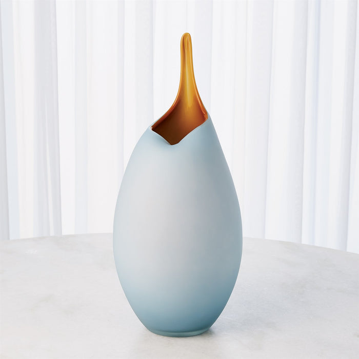Art Glass Vase Blue Amber By Global Views