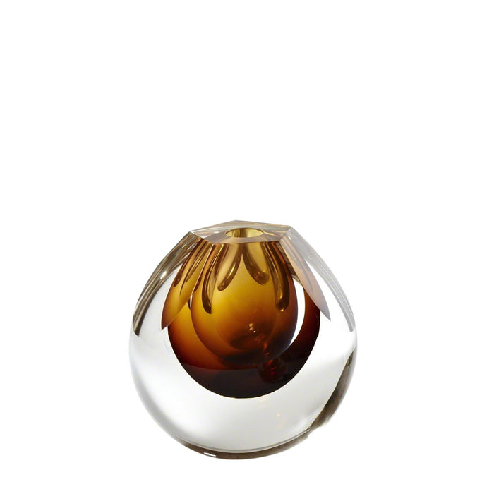 Art Glass Vase Modern Amber Color 4