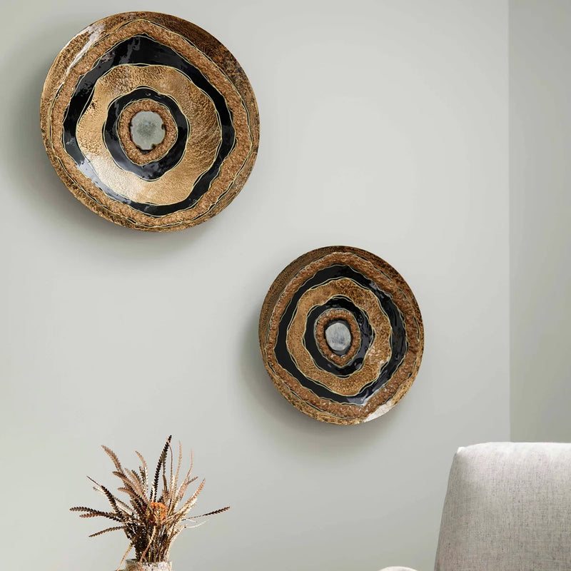 Mystic Gold Art Glass Wall Bowls