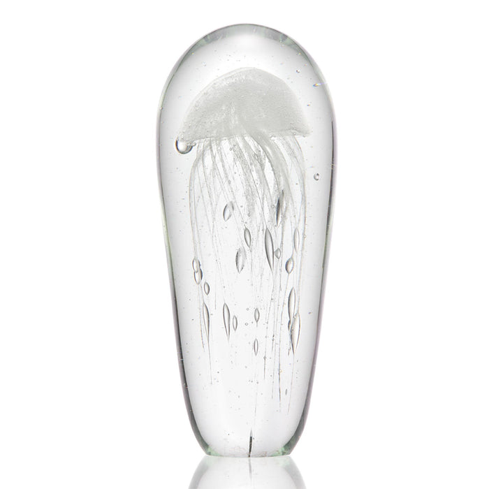 Art Glass White Jellyfish Statue- Glow in the Dark by San Pacific International/SPI Home