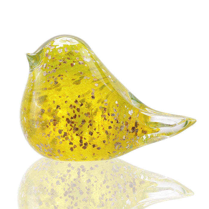 Art Glass Yellow Speckled Bird Figurine by San Pacific International/SPI Home