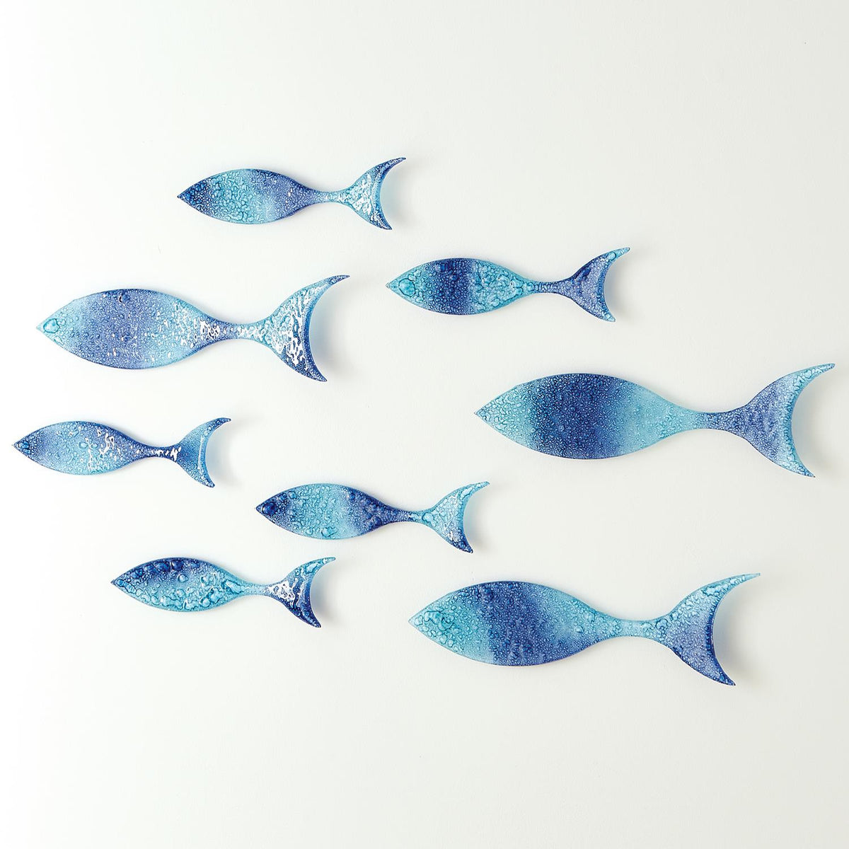 Art Glass Wall Fish Set of 6-Blue — AllSculptures