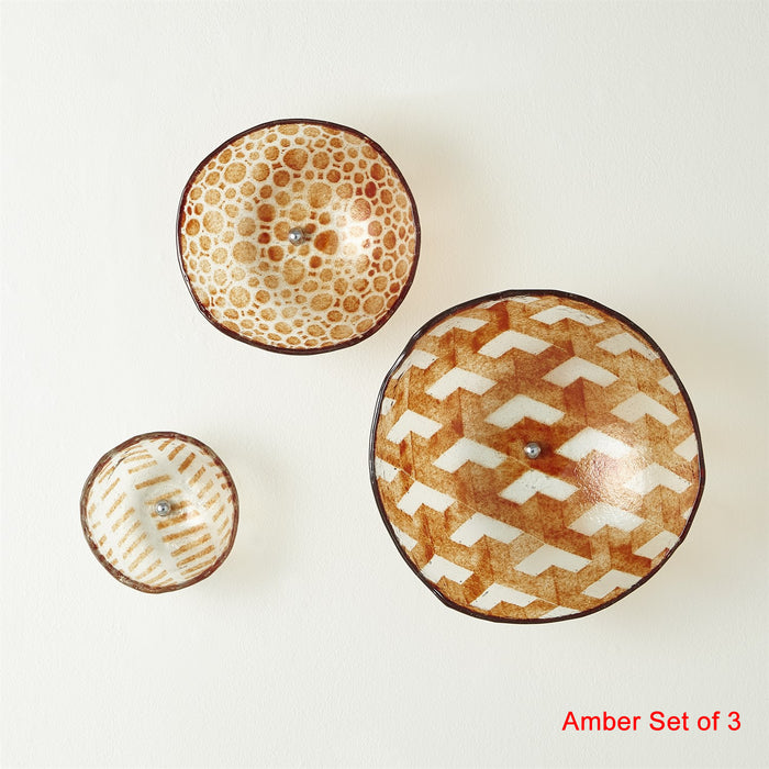 Art Glass Wall Bowls Amber