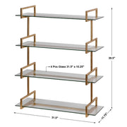 Auley Gold Iron And Glass Wall Shelf