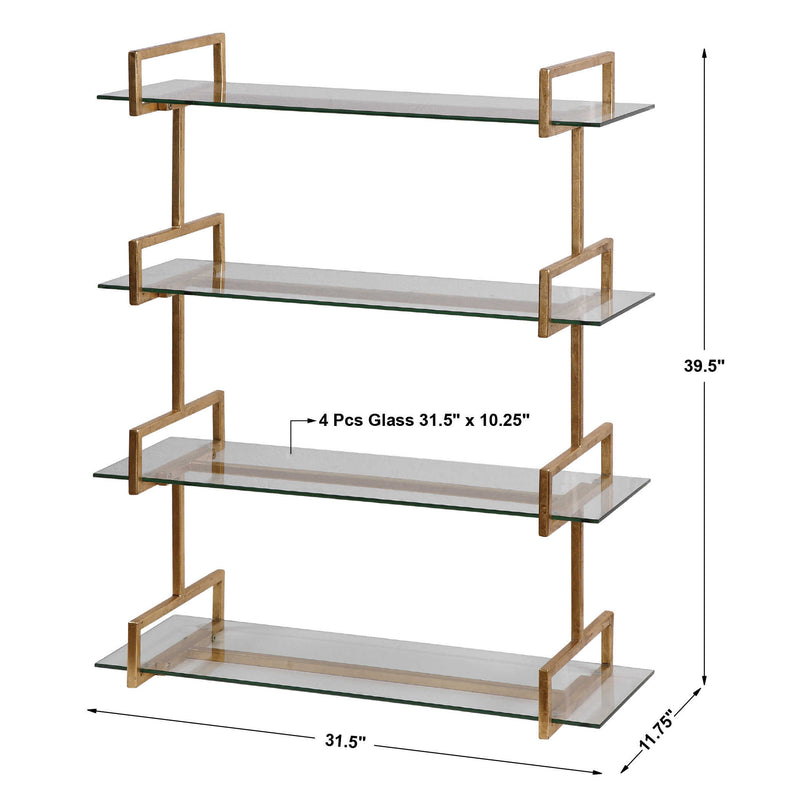 Auley Gold Iron And Glass Wall Shelf