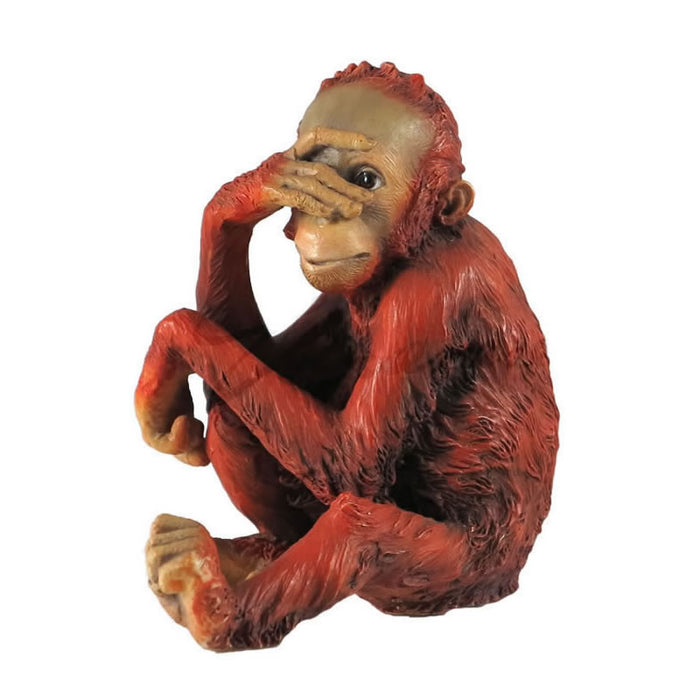 Baby Orangutan Peeking Figurine