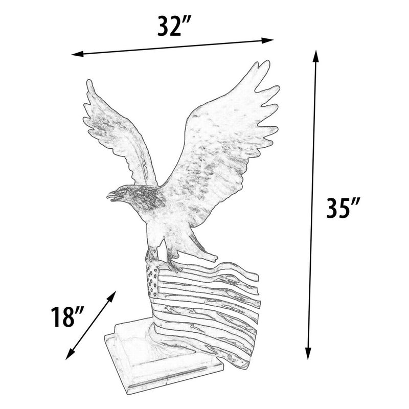 Bald Eagle with Flag Bronze Sculpture