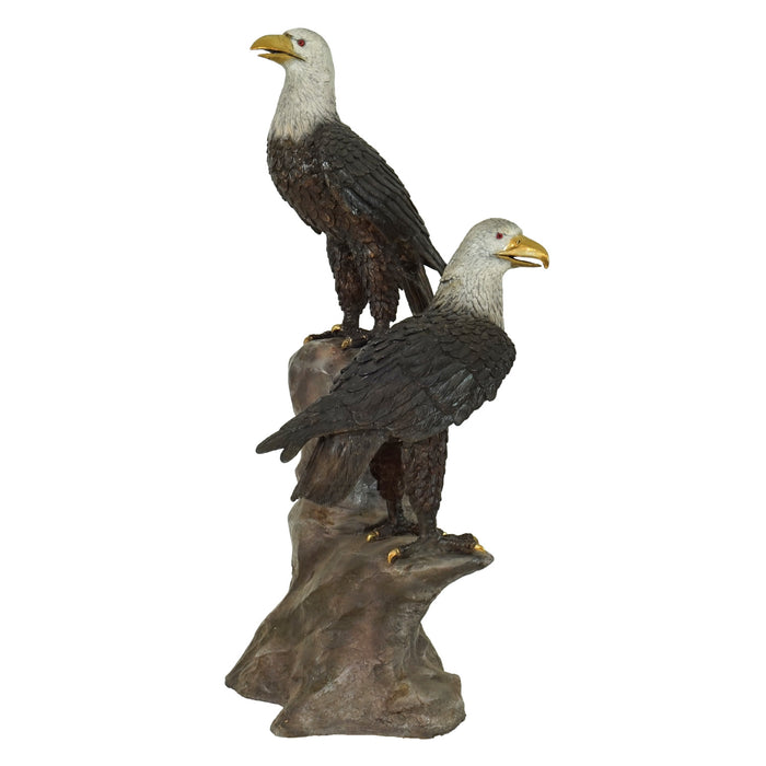 Bald Eagles on Rock Bronze Sculpture