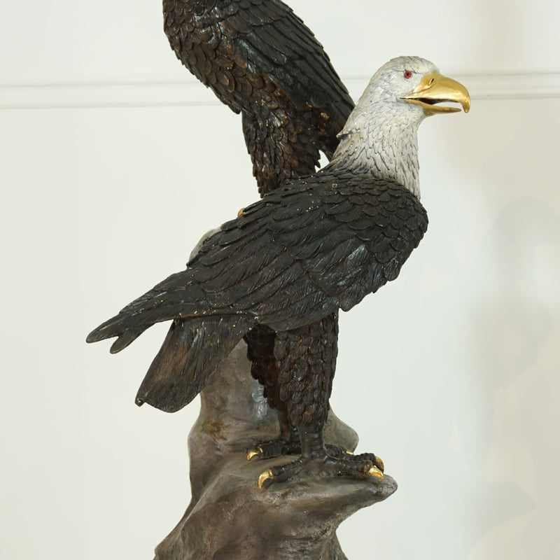 Bald Eagles on Rock Bronze Sculpture