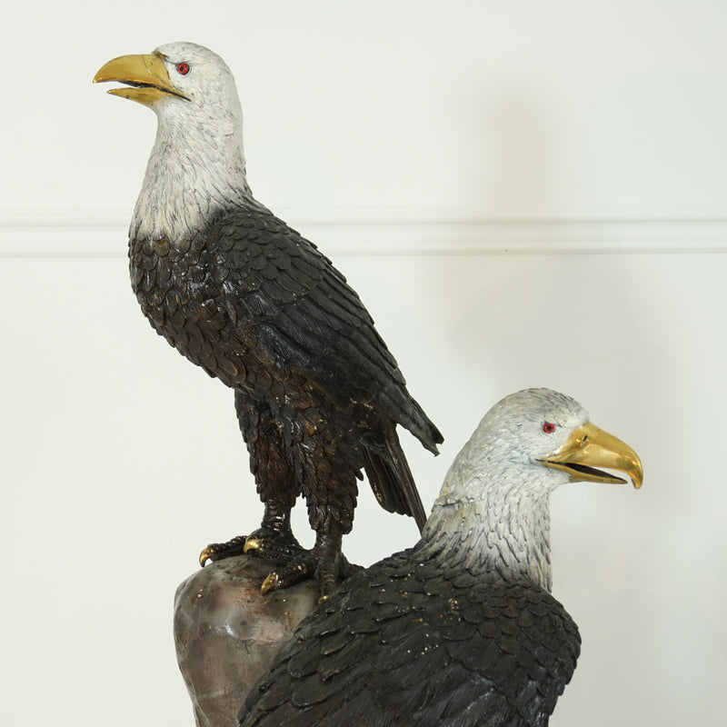 Bald Eagles on Rock Bronze Sculpture