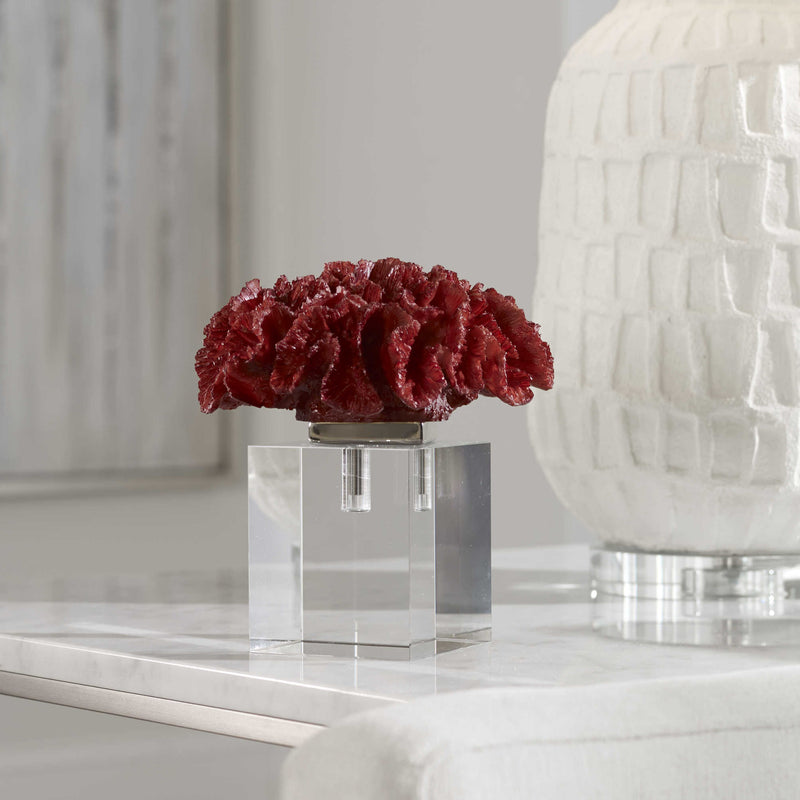 Faux Red Coral Sculpture