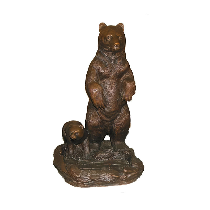 Bear and Cub at the Pond Bronze Sculpture
