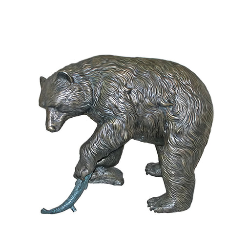 Bear with Salmon Bronze Sculpture