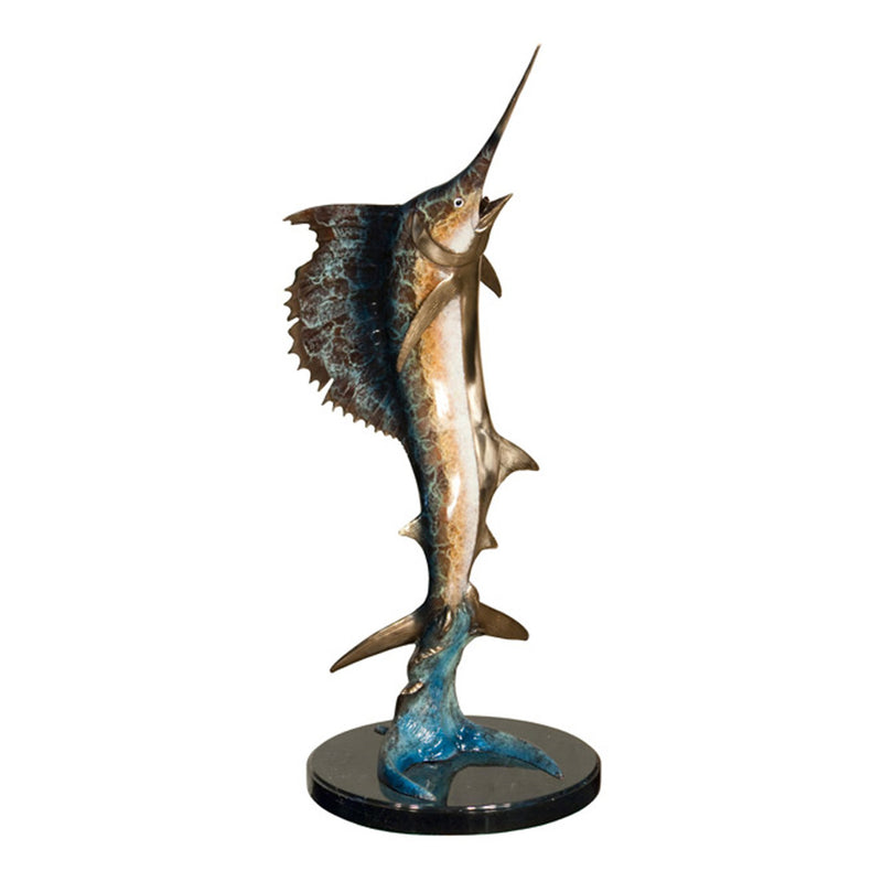 Sailfish Bronze Sculpture on Marble Base-41"H