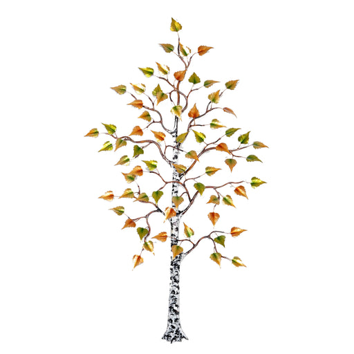 Birch Tree With Autumn Leaves Metal Wall Art