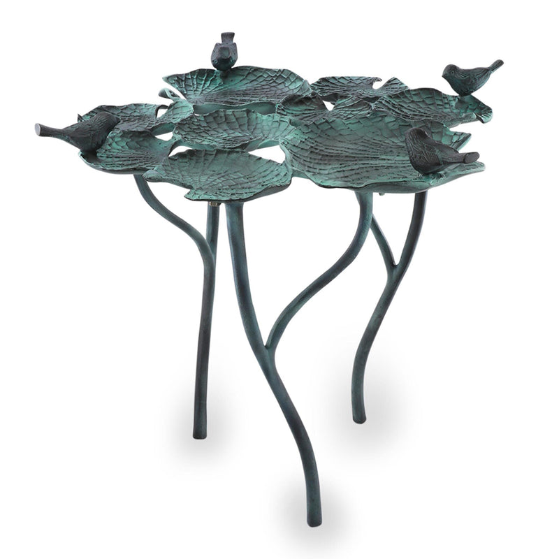 Bird Quartet on Leaves Birdfeeder and Birdbath by SPI Home