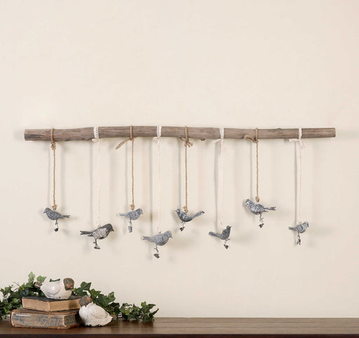 Birds Hanging On A Branch Wall Art