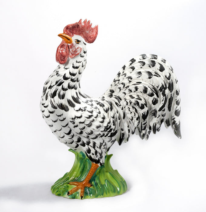 Speckled Rooster Sculpture-Italian Ceramic-16"H