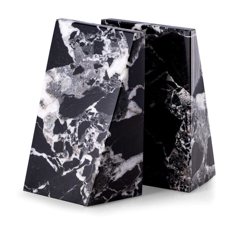 Black Zebra Marble Bookends