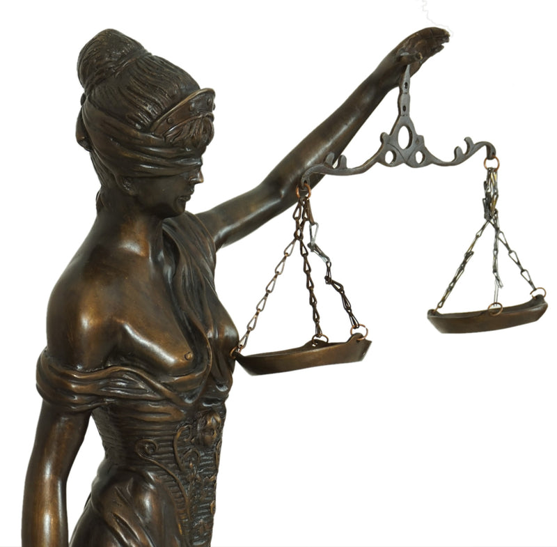 Blind Lady Justice Large Tabletop Bronze Sculpture