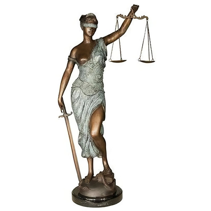 Blind Lady Justice - Bronze Statue on Marble Base