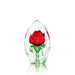 Blooming Red Rose Crystal Statue by Mats Jonasson