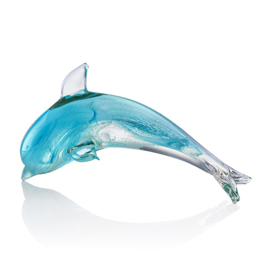 Blue Dolphin Glass Figurine- Glow In The Dark by San Pacific International/SPI Home