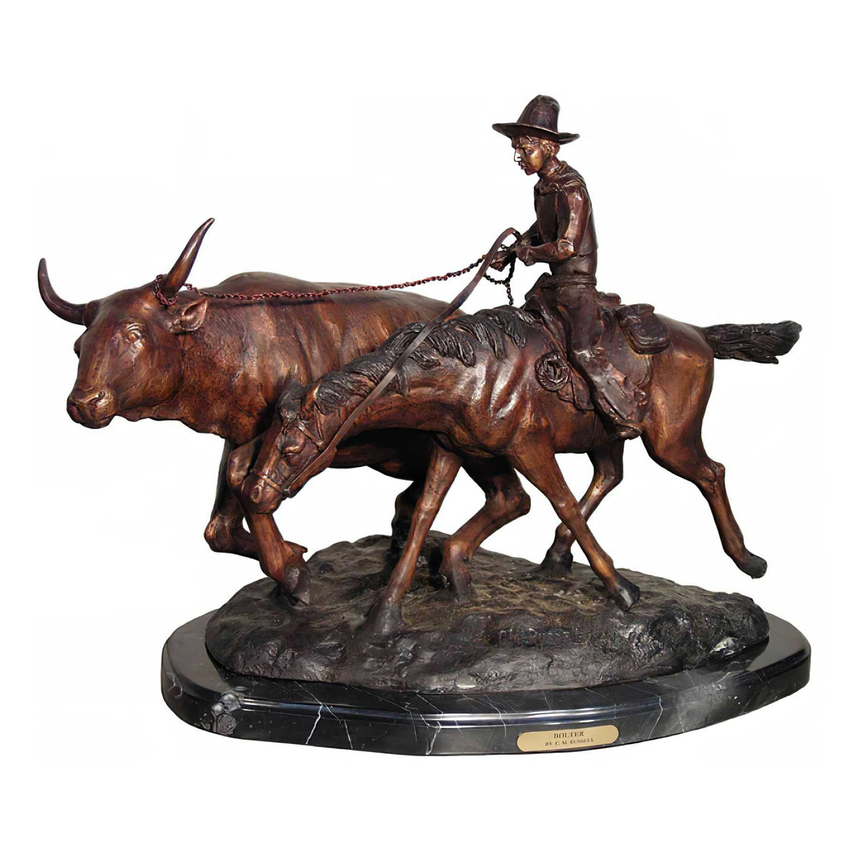 Bolter-Cowboy Roping Steer Bronze Sculpture — AllSculptures